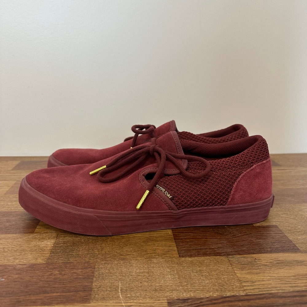 Supra Mens Sneakers 11 Burgundy Low Top Lace Slip On Streetwear Mesh - Picture 4 of 8